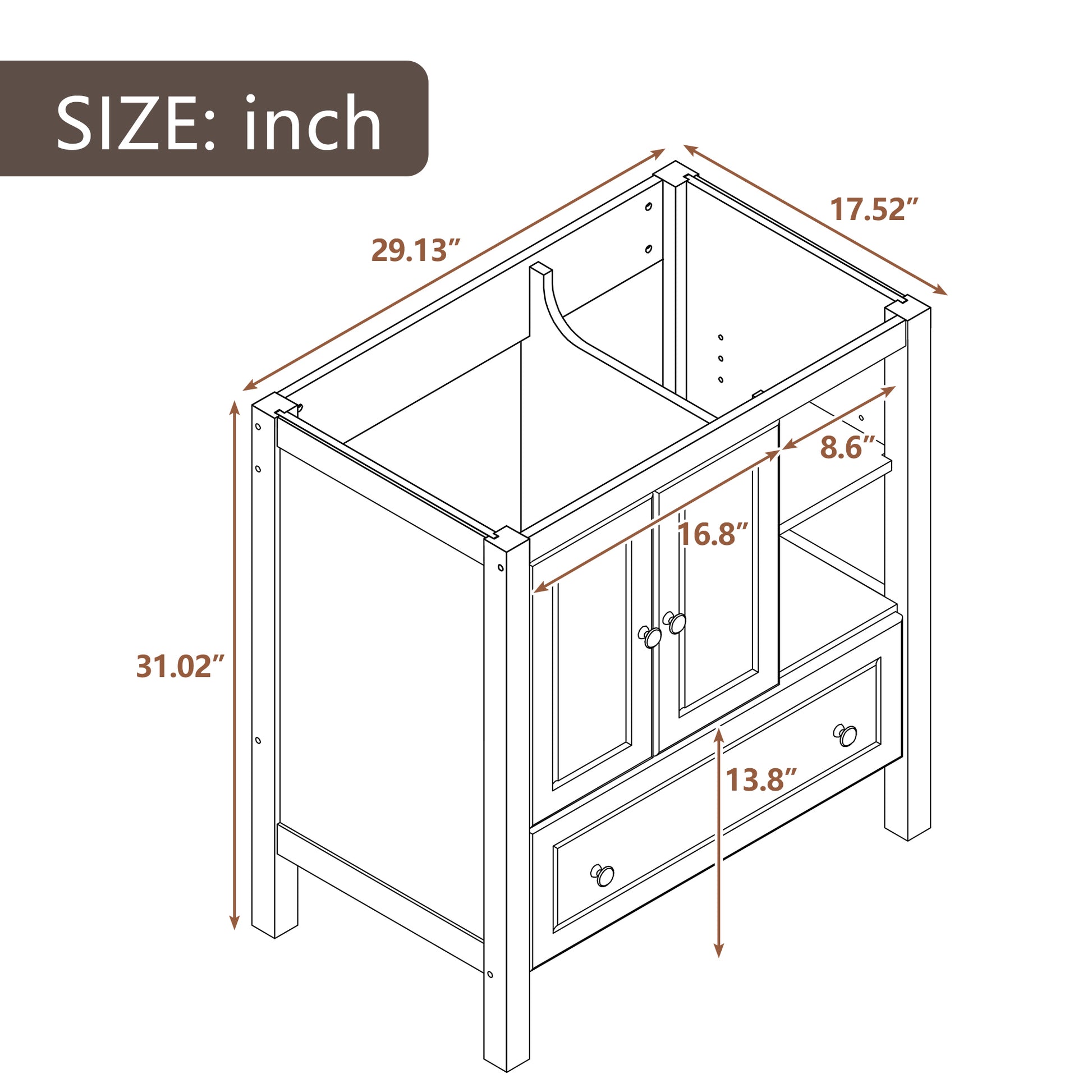 30" Bathroom Vanity Base Only, Solid Wood Frame, Bathroom Storage Cabinet With Doors And Drawers, Grey Grey Solid Wood Mdf