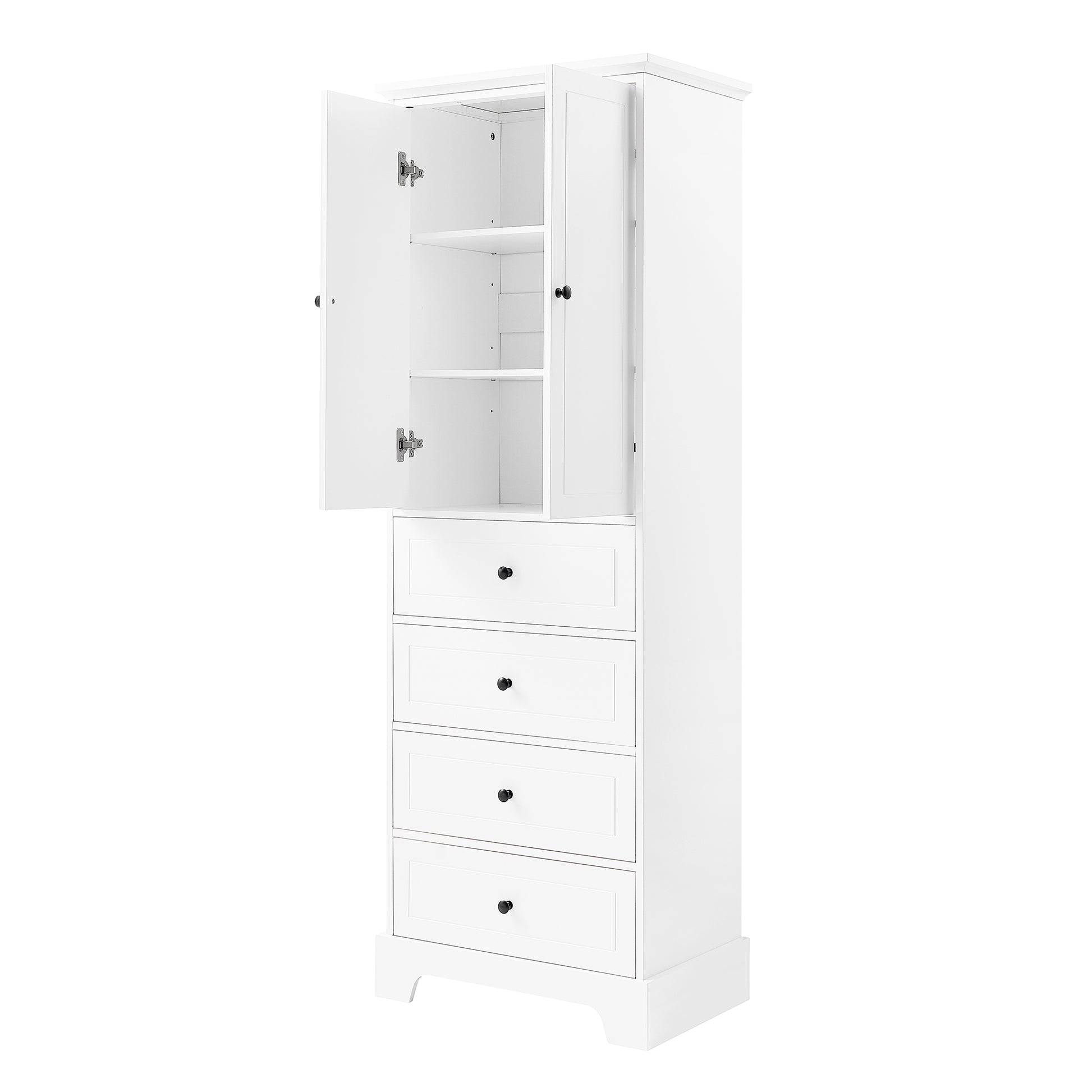 Storage Cabinet with 2 Doors and 4 Drawers for white-mdf