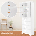 Storage Cabinet with 2 Doors and 4 Drawers for white-mdf