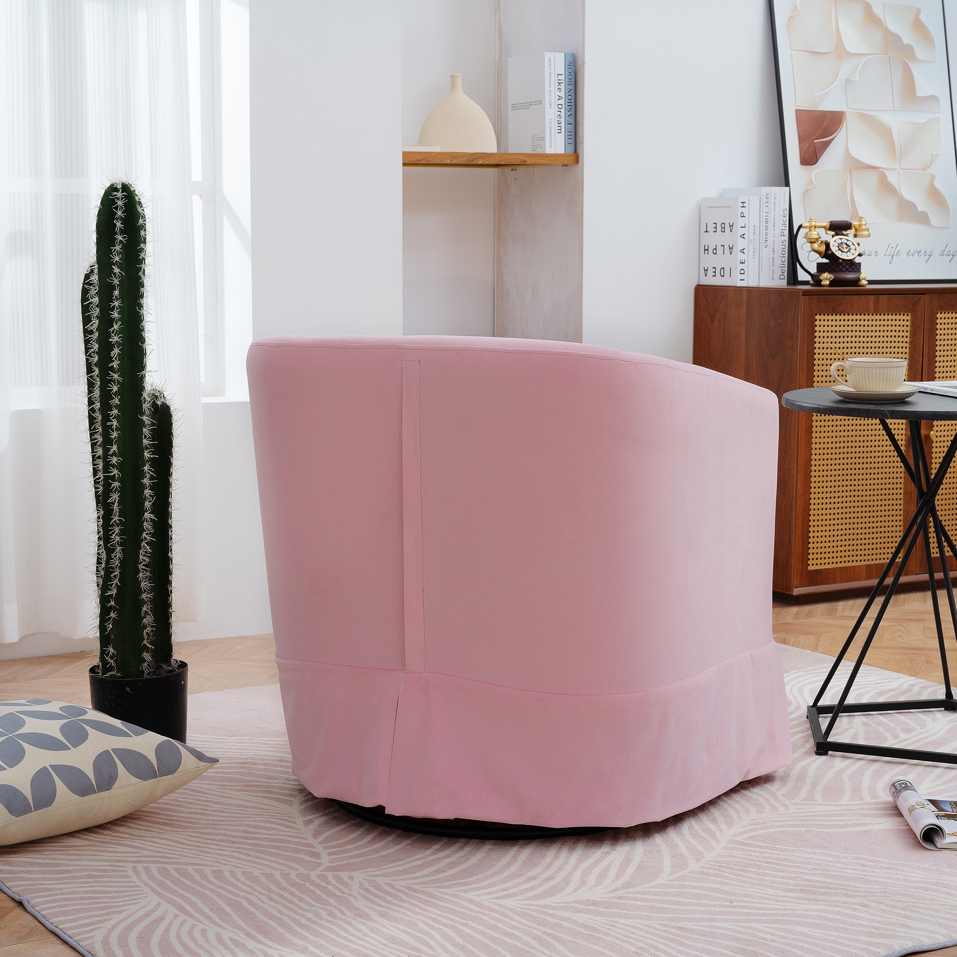27.36" Wide Swivel Chair Pink Polyester