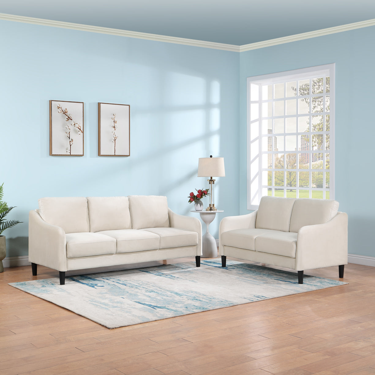 51.5" Loveseat Sofa Small Couch For Small Space For Living Room,Bedroom, Beige Beige Velvet