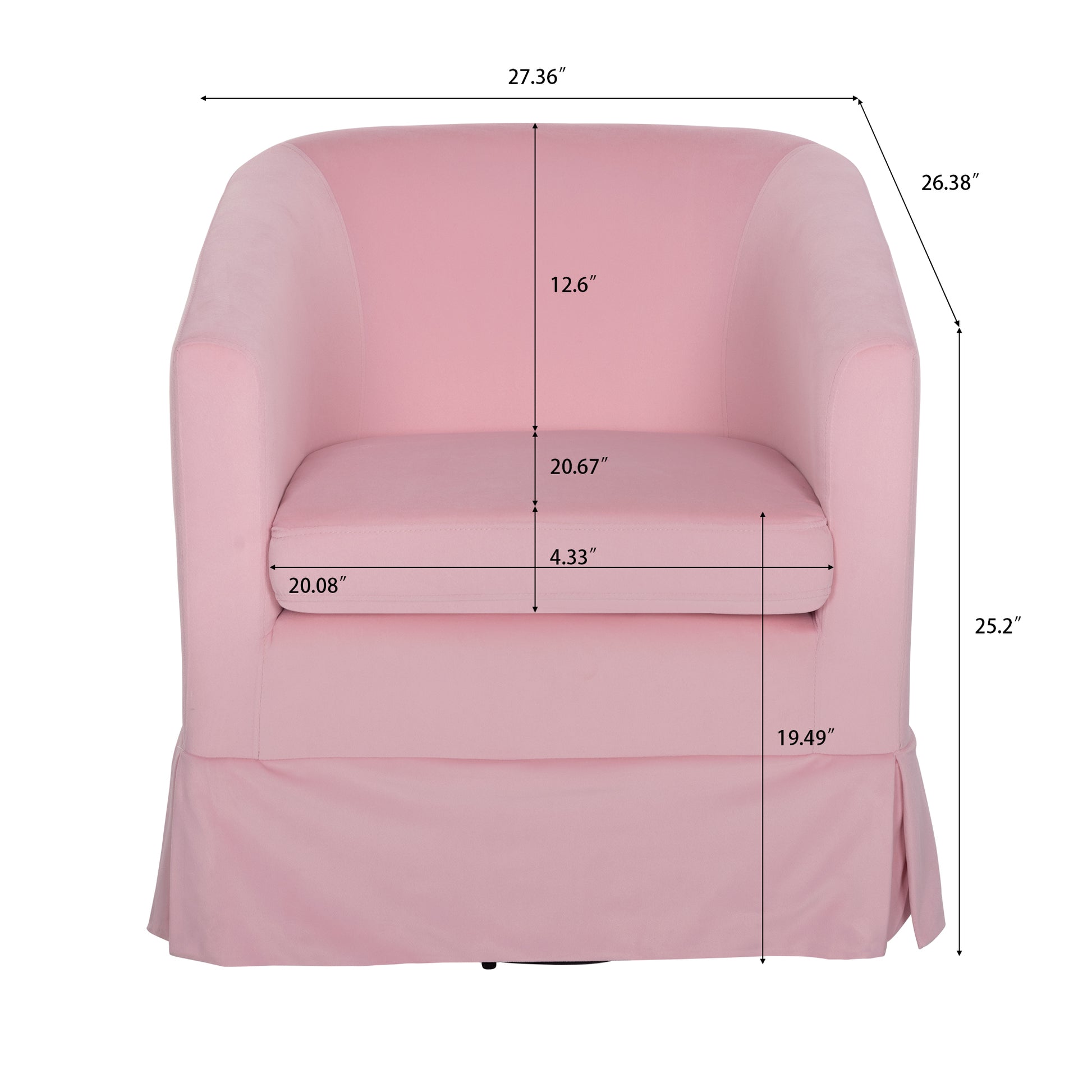 27.36" Wide Swivel Chair Pink Polyester