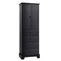 Storage Cabinet with 2 Doors and 4 Drawers for black-mdf