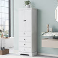 Storage Cabinet with 2 Doors and 4 Drawers for white-mdf