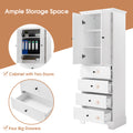 Storage Cabinet with 2 Doors and 4 Drawers for white-mdf