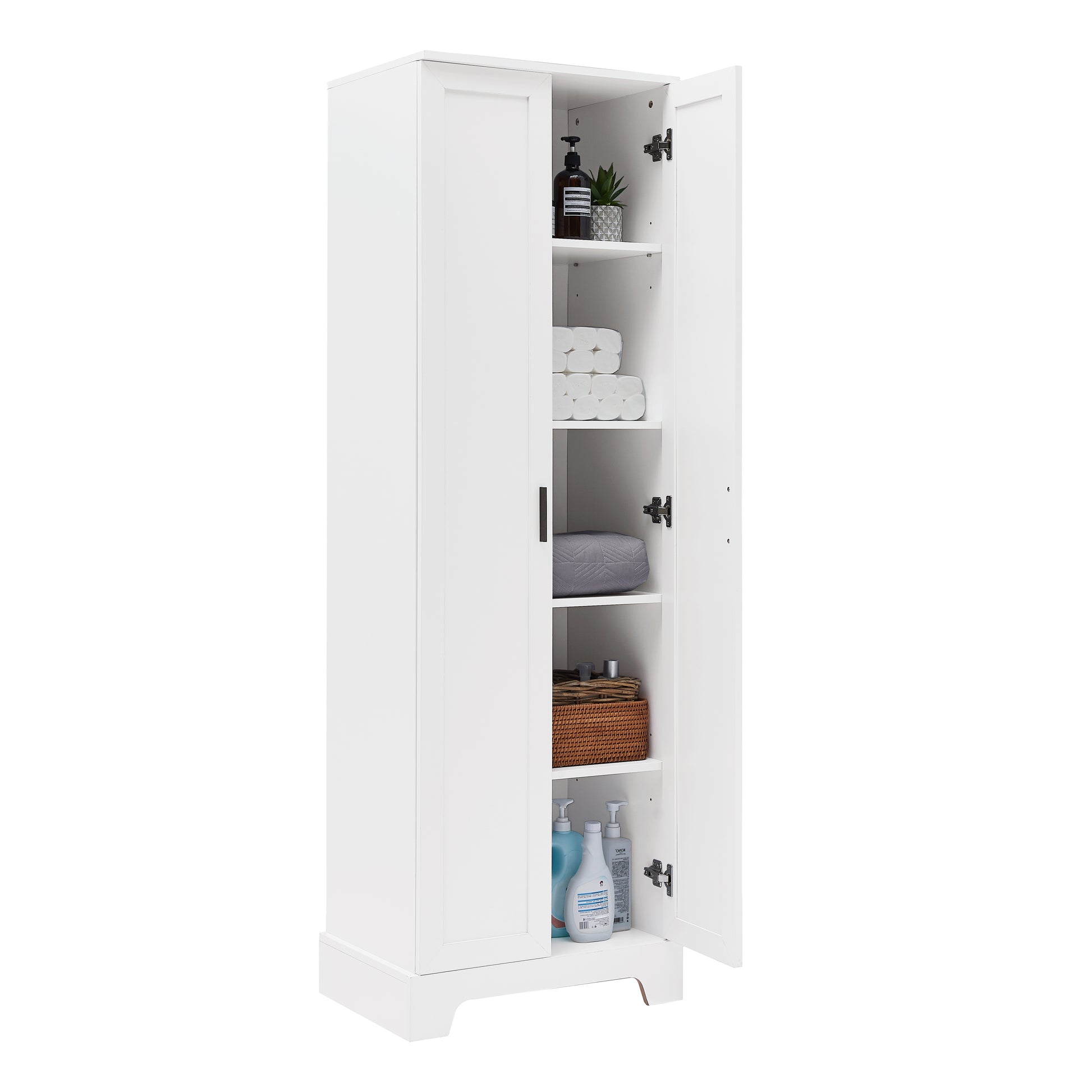 Storage Cabinet With Two Doors For Bathroom, Office, Adjustable Shelf, Mdf Board, White Old Sku:Wf302824Aak White Mdf