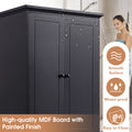 Storage Cabinet With 2 Doors And 4 Drawers For Bathroom, Office, Adjustable Shelf, Mdf Board With Painted Finish, Black Black Mdf