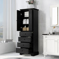 Storage Cabinet with 2 Doors and 4 Drawers for black-mdf