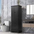 Storage Cabinet with 2 Doors and 4 Drawers for black-mdf