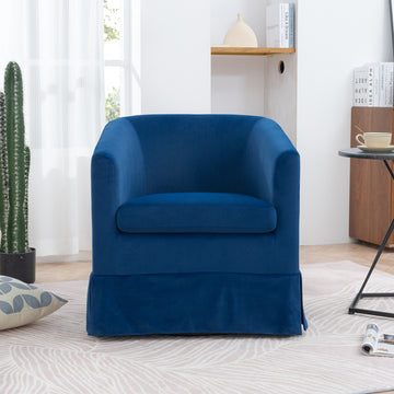 27.36" Wide Swivel Chair Blue Polyester