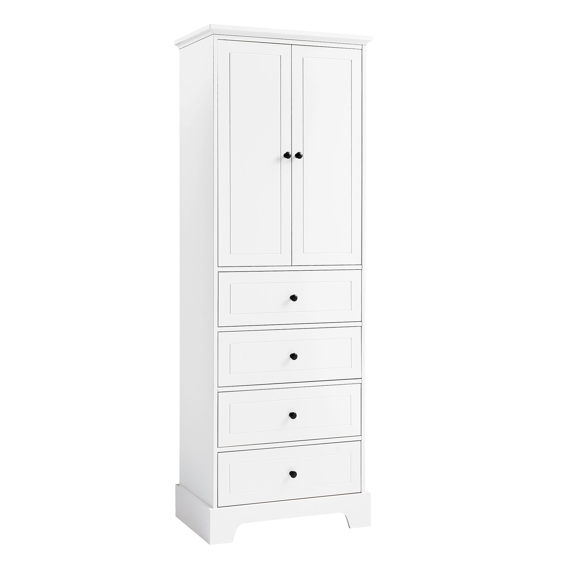 Storage Cabinet with 2 Doors and 4 Drawers for white-mdf