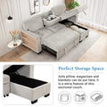 Stylish And Functional Light Chaise Lounge Sectional With Storage Rack Pull Out Bed Drop Down Table And Usb Charger Light Gray Light Gray Foam Spring