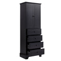 Storage Cabinet with 2 Doors and 4 Drawers for black-mdf