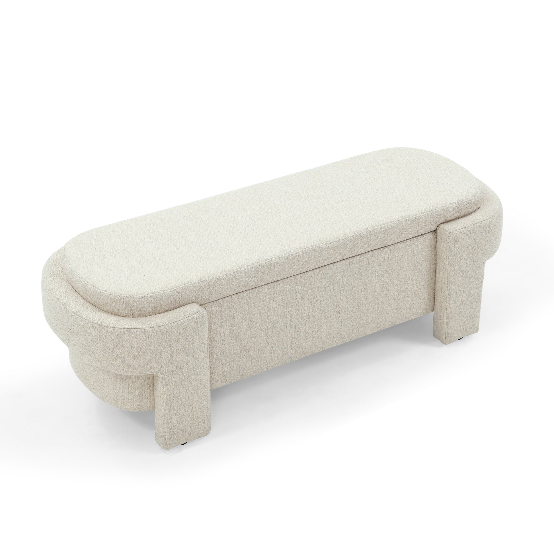 Linen Fabric Upholstered Bench With Large Storage Space For The Living Room, Entryway And Bedroom,Beige, 51.5''X20.5''X17'' Beige Foam