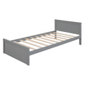 Full Size Loft Bed With A Twin Size Stand Alone Bed, Shelves,Desk,And Wardrobe Gray Gray Solid Wood