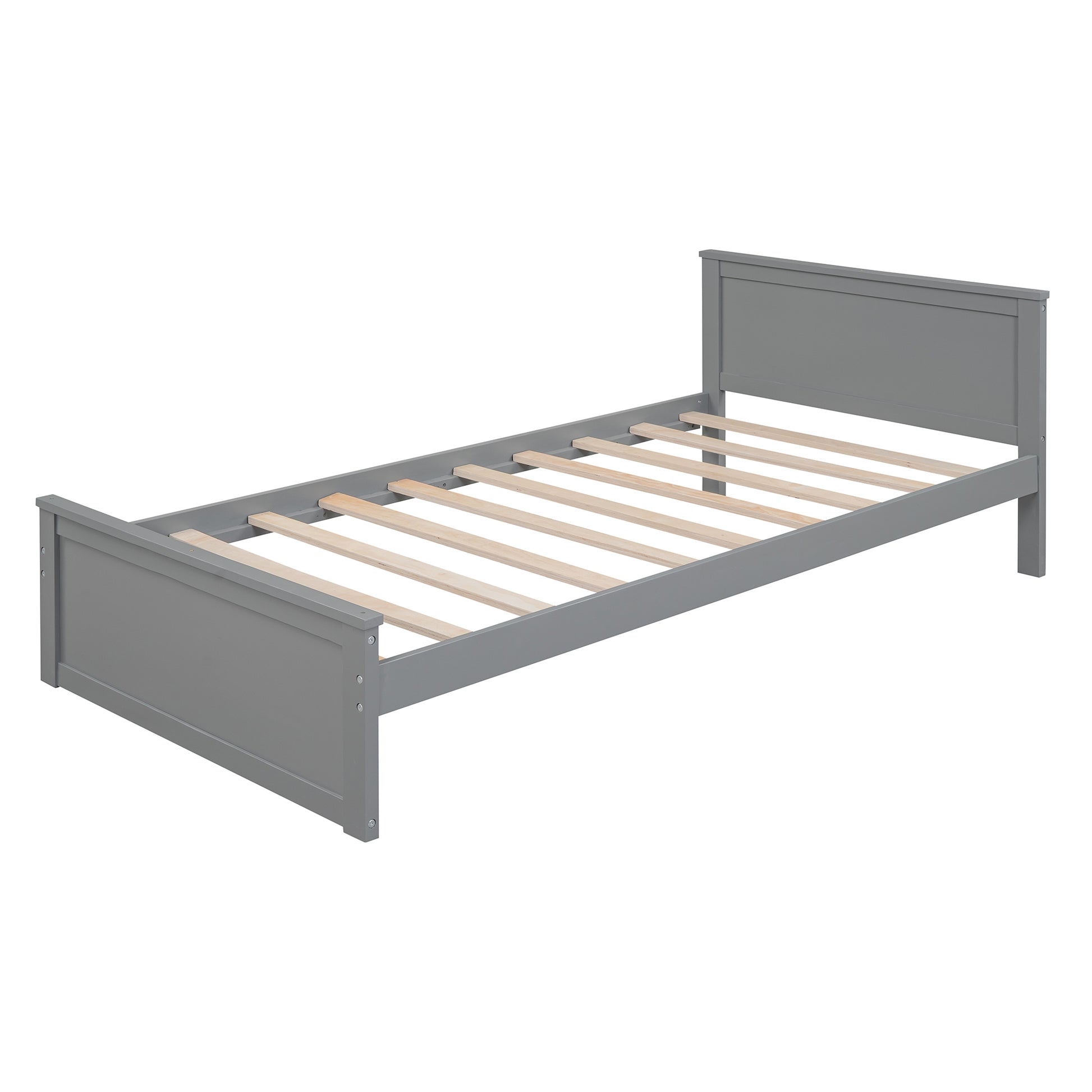 Full Size Loft Bed With A Twin Size Stand Alone Bed, Shelves,Desk,And Wardrobe Gray Gray Solid Wood
