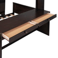 Full Size Loft Bed With A Twin Size Stand Alone Bed, Shelves,Desk,And Wardrobe Espresso Espresso Solid Wood