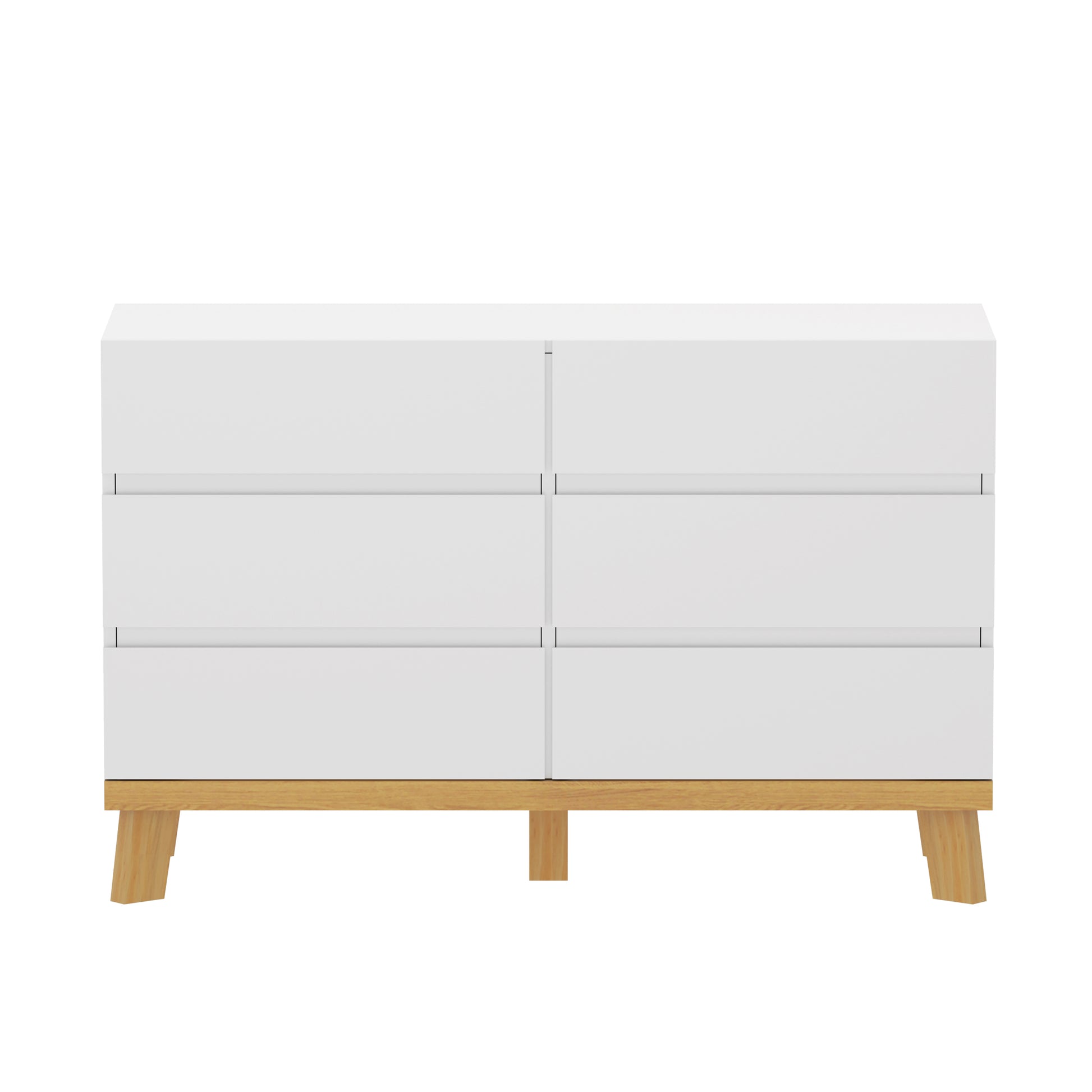 47.24"6 Drawers Mdf Storage Cabinet,For Bedroom,Living Room,Dining Room,Hallways,White White Mdf