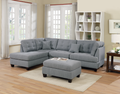 3 Pcs Sectional In Gray Gray Fabric