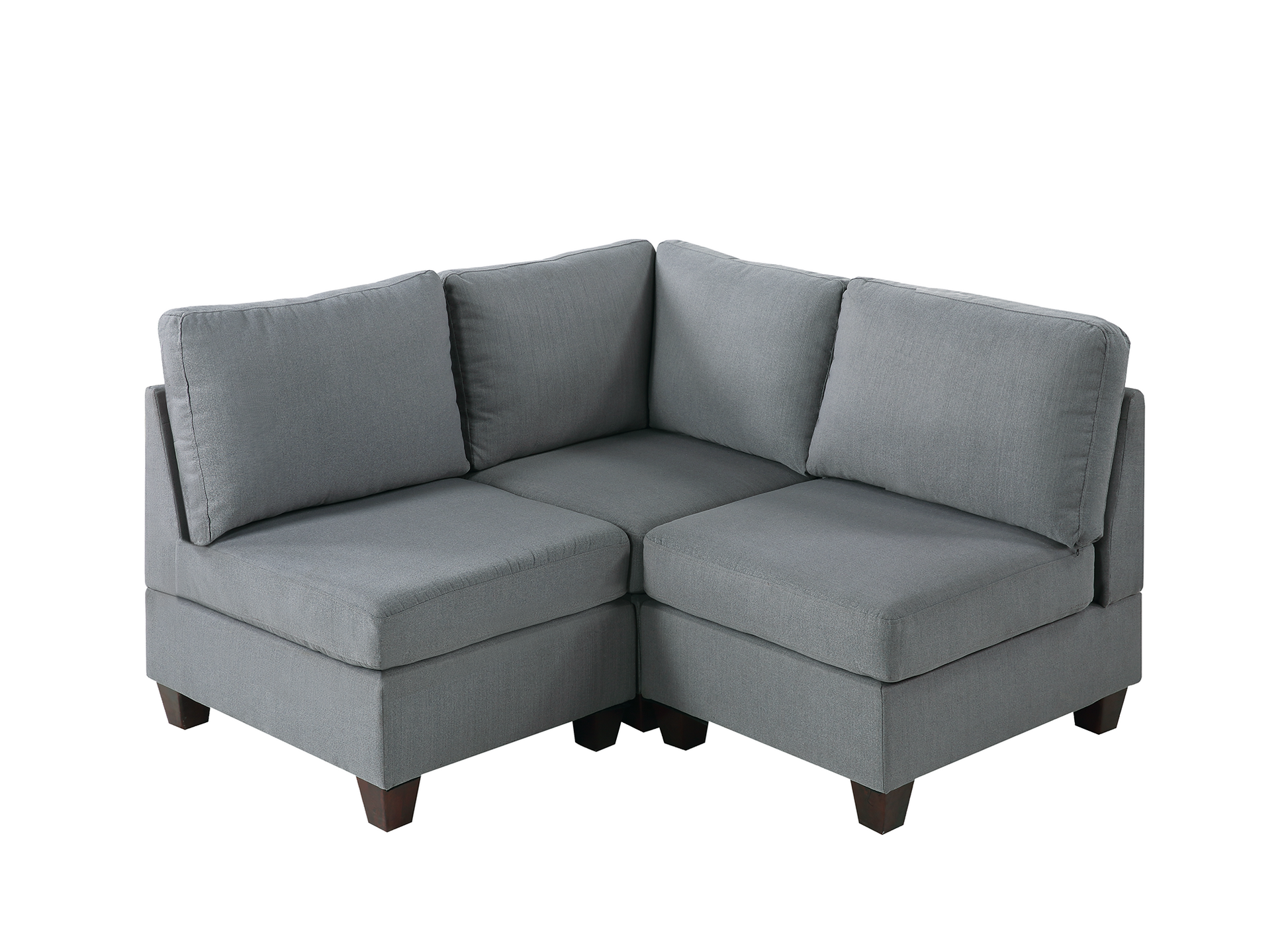 Modular Set 3Pc In Gray Gray Fabric