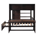 Full Size Loft Bed With A Twin Size Stand Alone Bed, Shelves,Desk,And Wardrobe Espresso Espresso Solid Wood