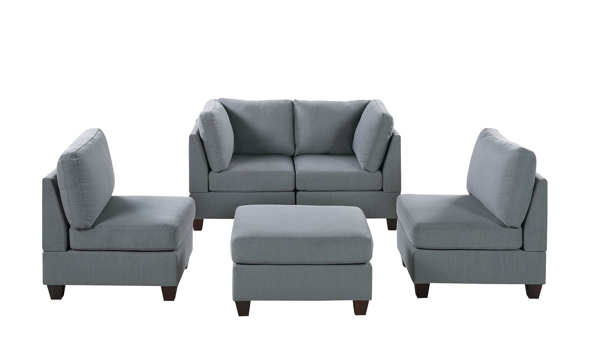 Modula Set 5Pc In Gray Gray Fabric