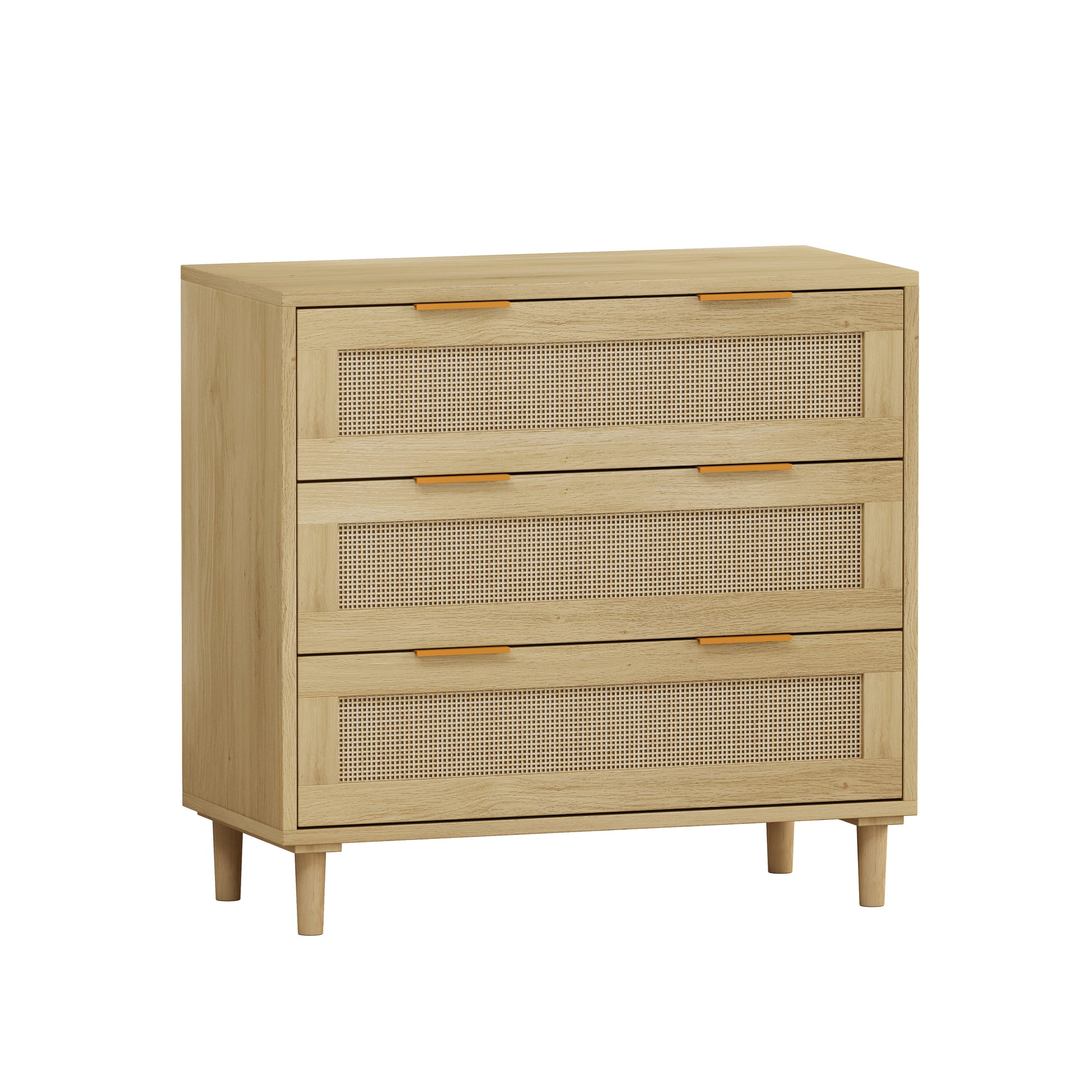 31.50"3 Drawers Rattan Storage Cabinet Rattan Drawer,For Bedroom,Living Room,Dining Room,Hallways,Oak Oak Mdf