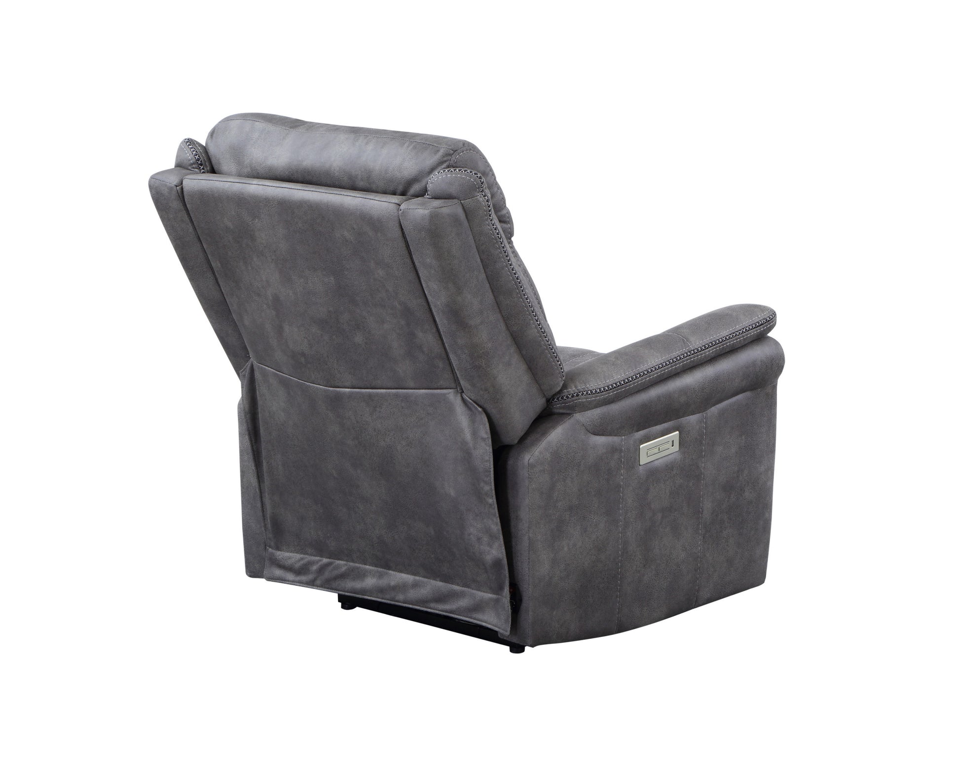 Traditional Modern Power Reclining Collection Cool Gray Microsuede, Dual Power Reclining Usb Charging Port, All Close Button, Unmatched Comfort Grey Foam Fabric