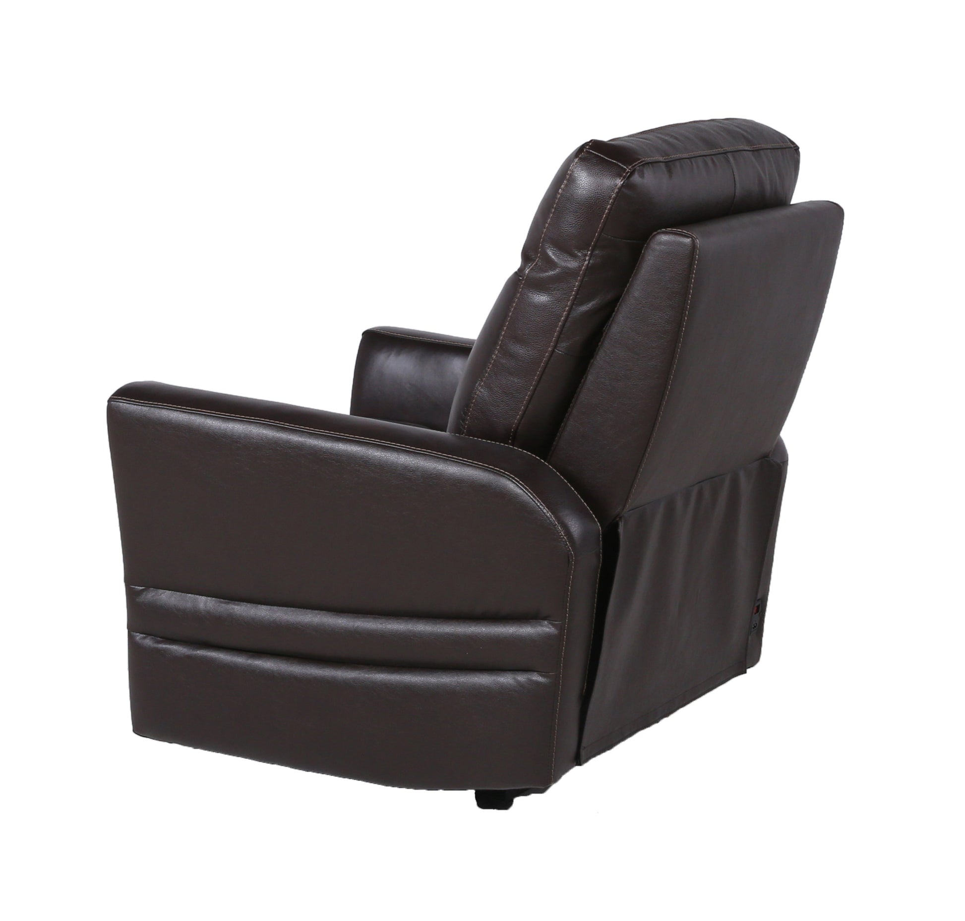 Sophisticated Contemporary Motion Upholstery Top Grain Leather, Power Leg Rest, Articulating Headrest Channel Back Design, Beveled Leg Rest Comfort And Style Combined Brown Leather