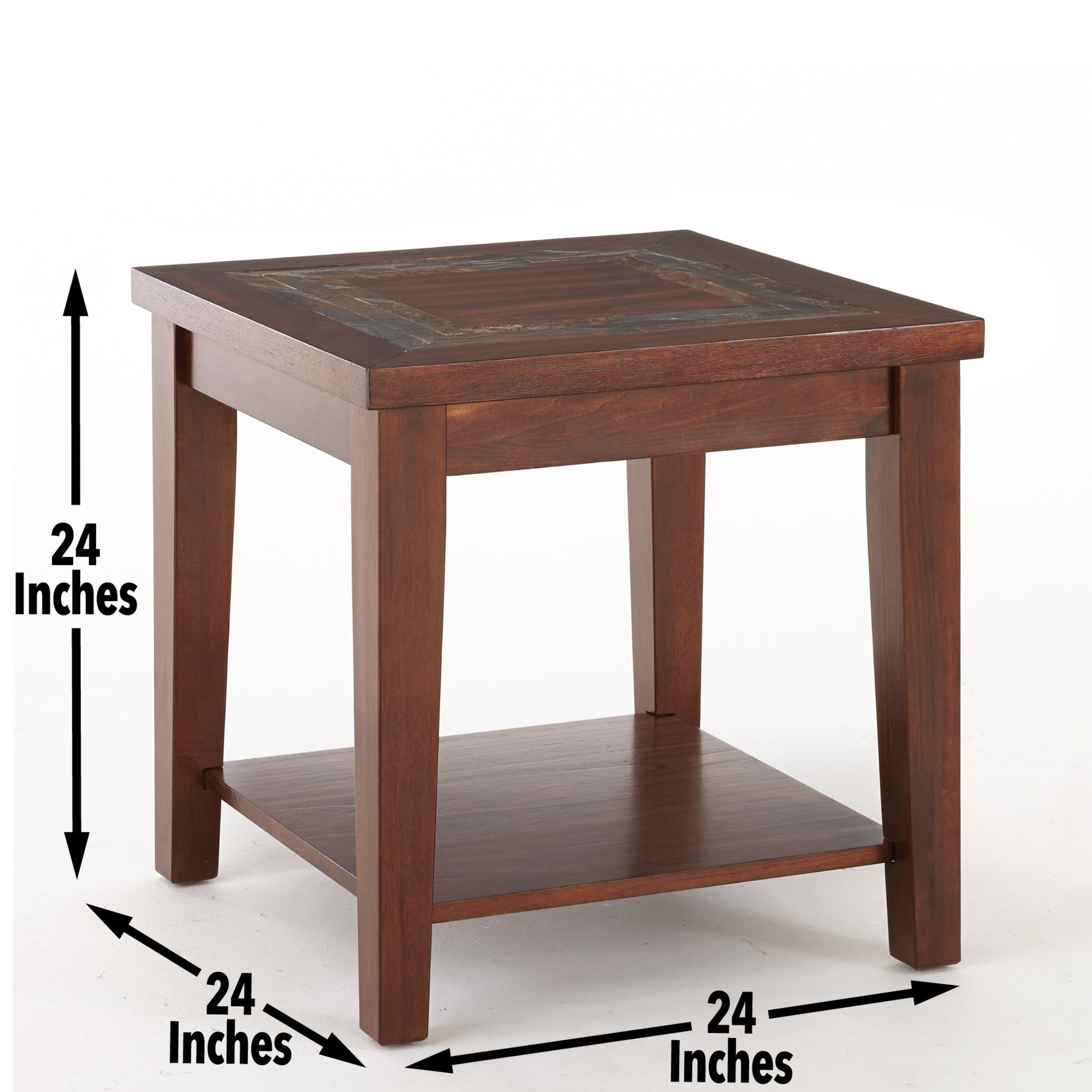 Davenport Slate End Table Brown Solid Wood Mdf