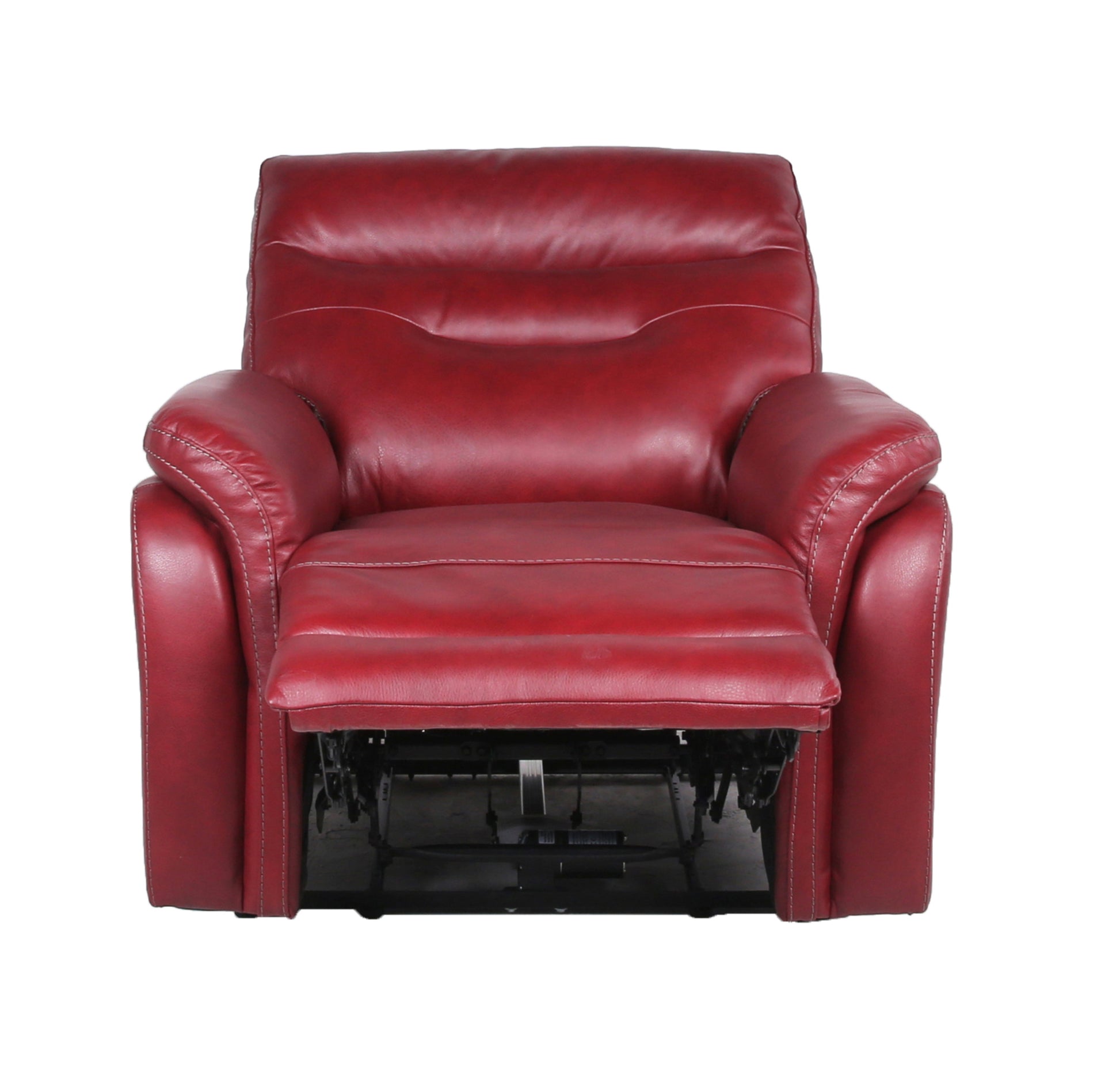 Top Grain Leather Motion Recliner Contemporary Style, Control Panel Usb Charging, Home Button Wine Wine Red Foam Leather