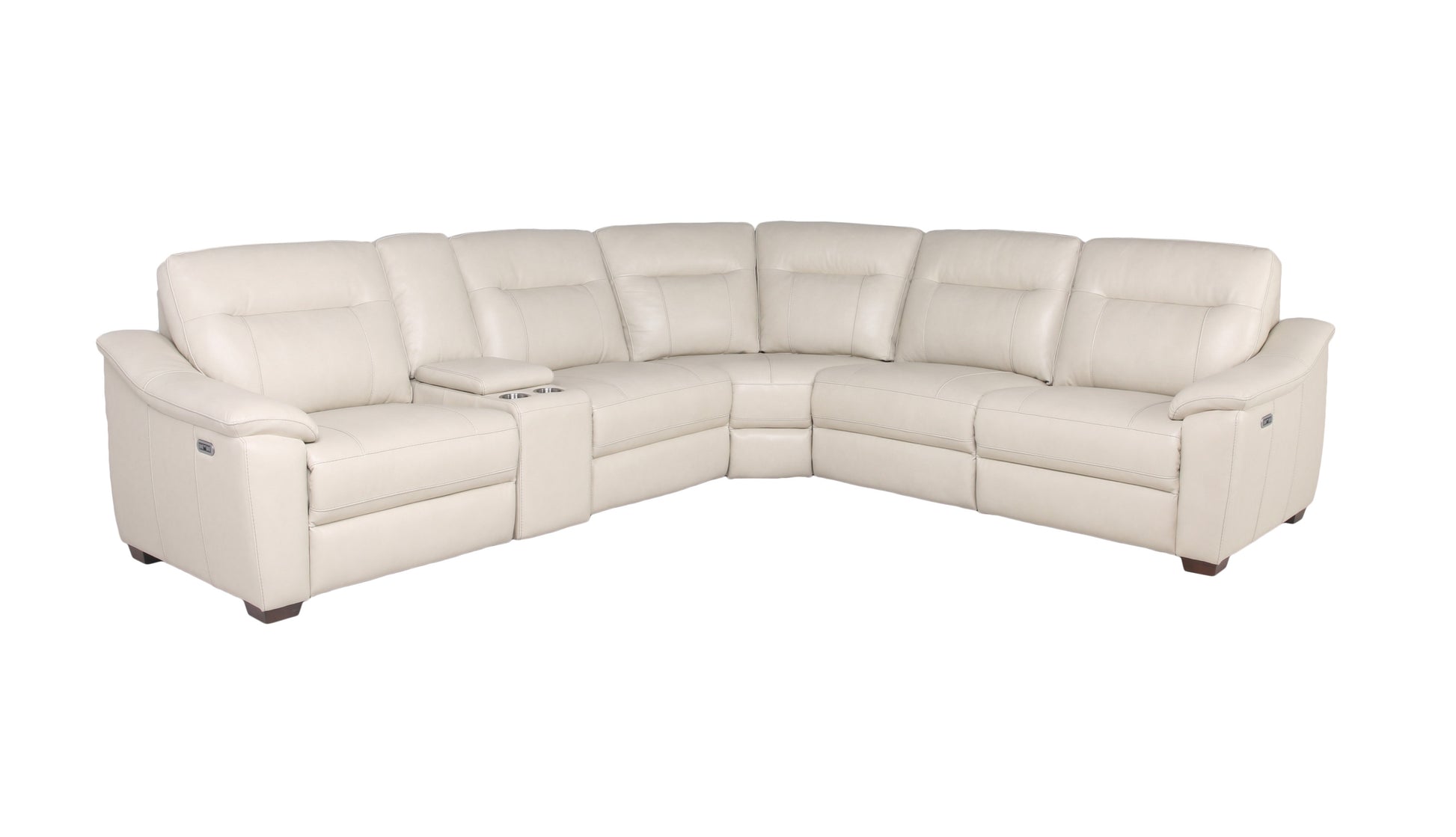 Casa Ivory Sectional Ivory Foam Leather 5 Seat