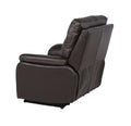 Contemporary Top Grain Leather Recliner Set Power Footrest, Power Headrest Control Panel, Usb Port, Home Button Coffee Foam Leather