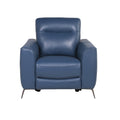 Fashionable Ocean Blue Leather Reclining Chair Dual Power Mechanism, High Leg Style Stylish Comfort Package Dark Blue Foam Leather