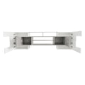 Unique Shape Tv Stand With 2 Illuminated Glass Shelves, High Gloss Entertainment Center For Tvs Up To 88