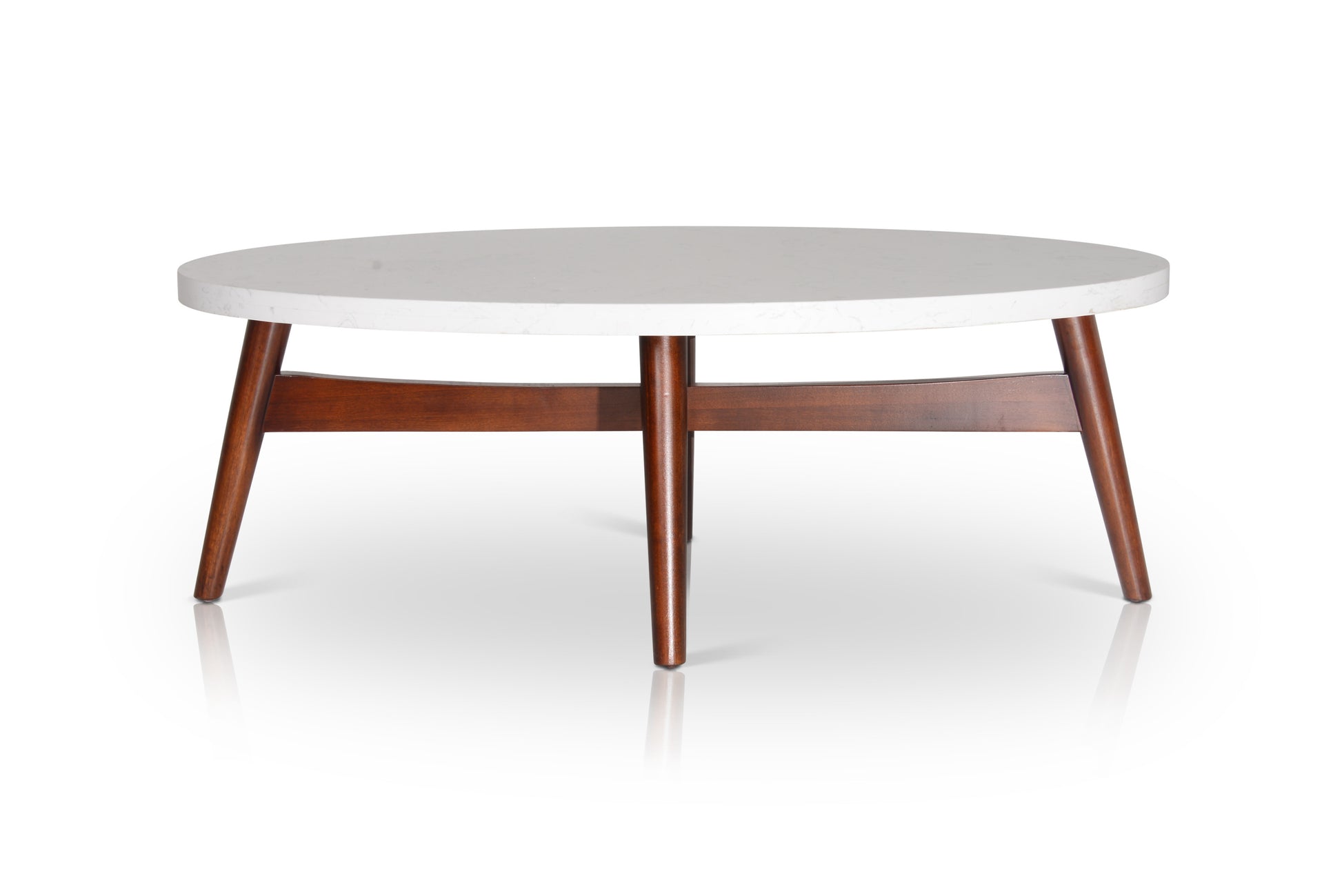 Mid Century Modern Cocktail Table Natural Cherry Legs, White Silverstone Tops Contemporary Simplicity With Classic Design Cherry Solid Wood Mdf