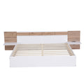 Queen Size Platform Bed With Headboard, Shelves, Usb Ports And Sockets, White White Wood