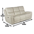 Contemporary Leather Collection Power Leg Rest, Articulating Headrest Usb Charging, Home Button Ivory Dual Reclining Sofa, Stylish And Convenient Ivory Leather 3 Seat