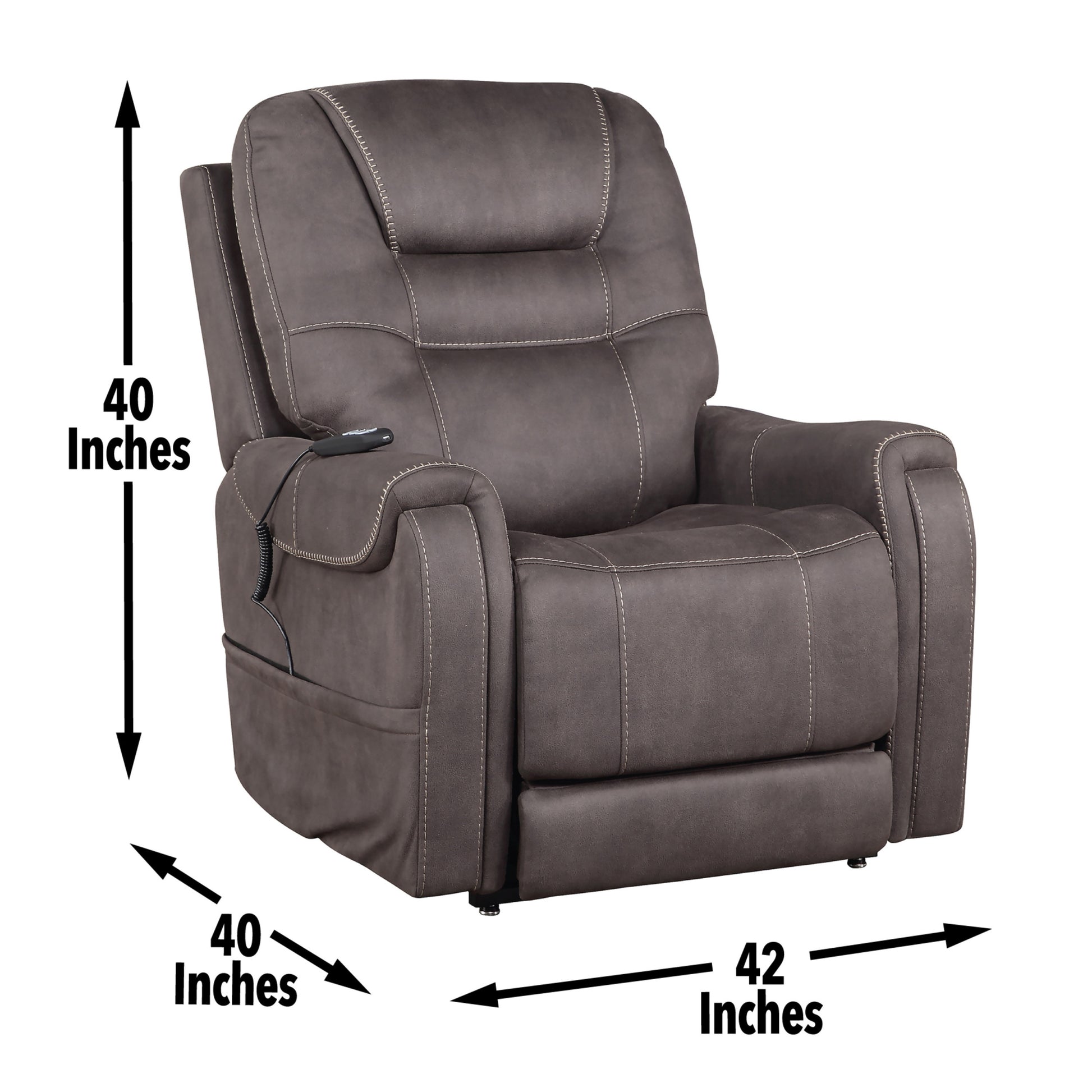 Brisbane Power Lift Chair W 3 Heat Zones Grey Foam Fabric