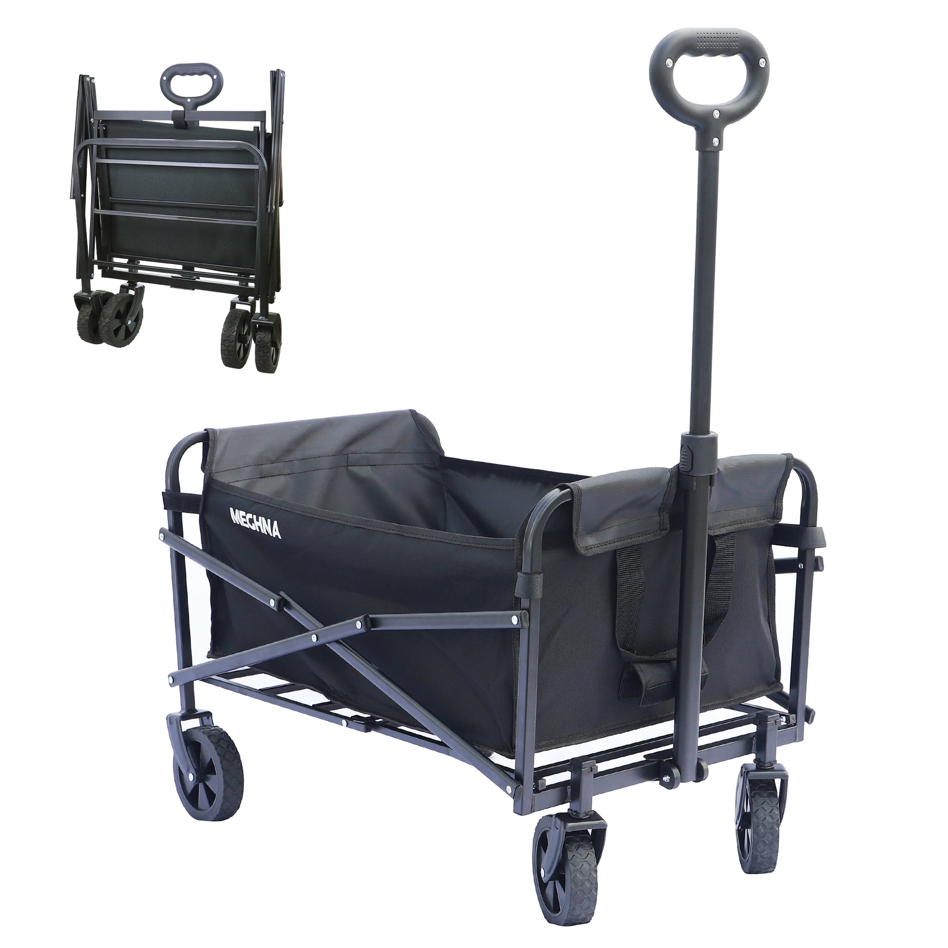 Collapsible Folding Utility Wagon Cart Heavy Duty black-garden & outdoor-oxford fabric