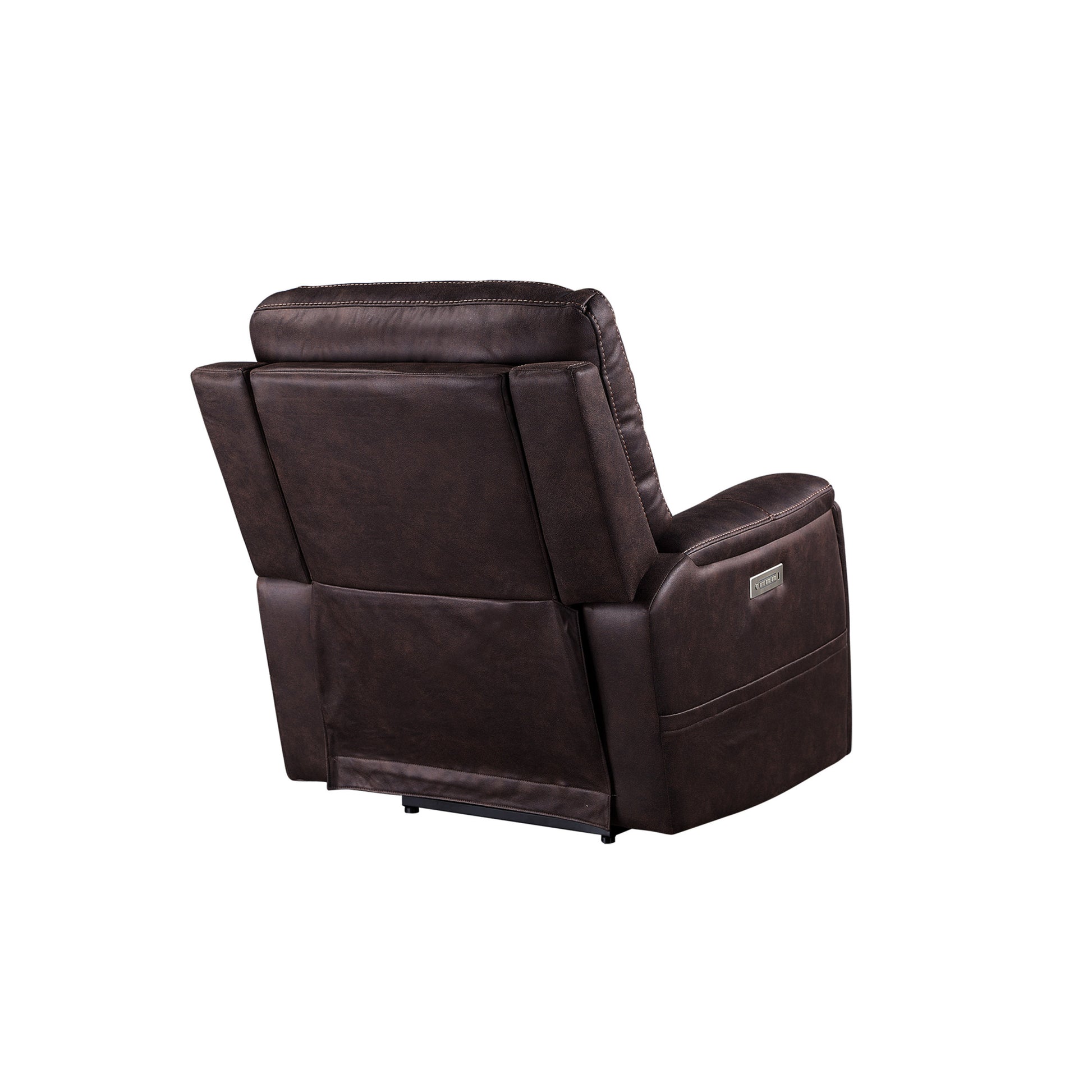 Triple Power Recliner Power Headrest, Power Footrest, Power Lumbar Lighted Cupholders Transitional Design, Brown Brown Foam Fabric