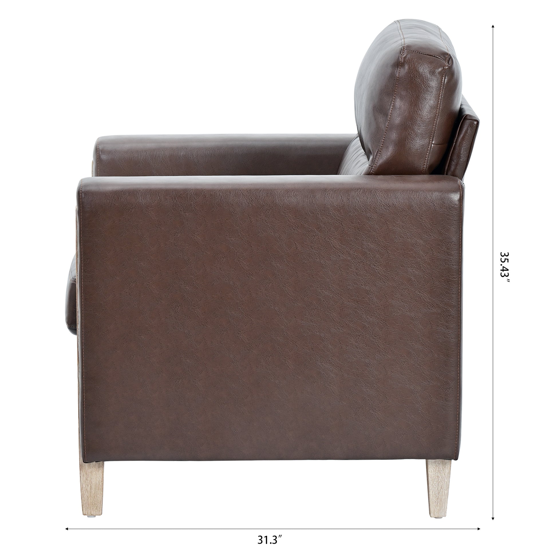 1 Seater Sofa For Living Room Brown Pu Pu
