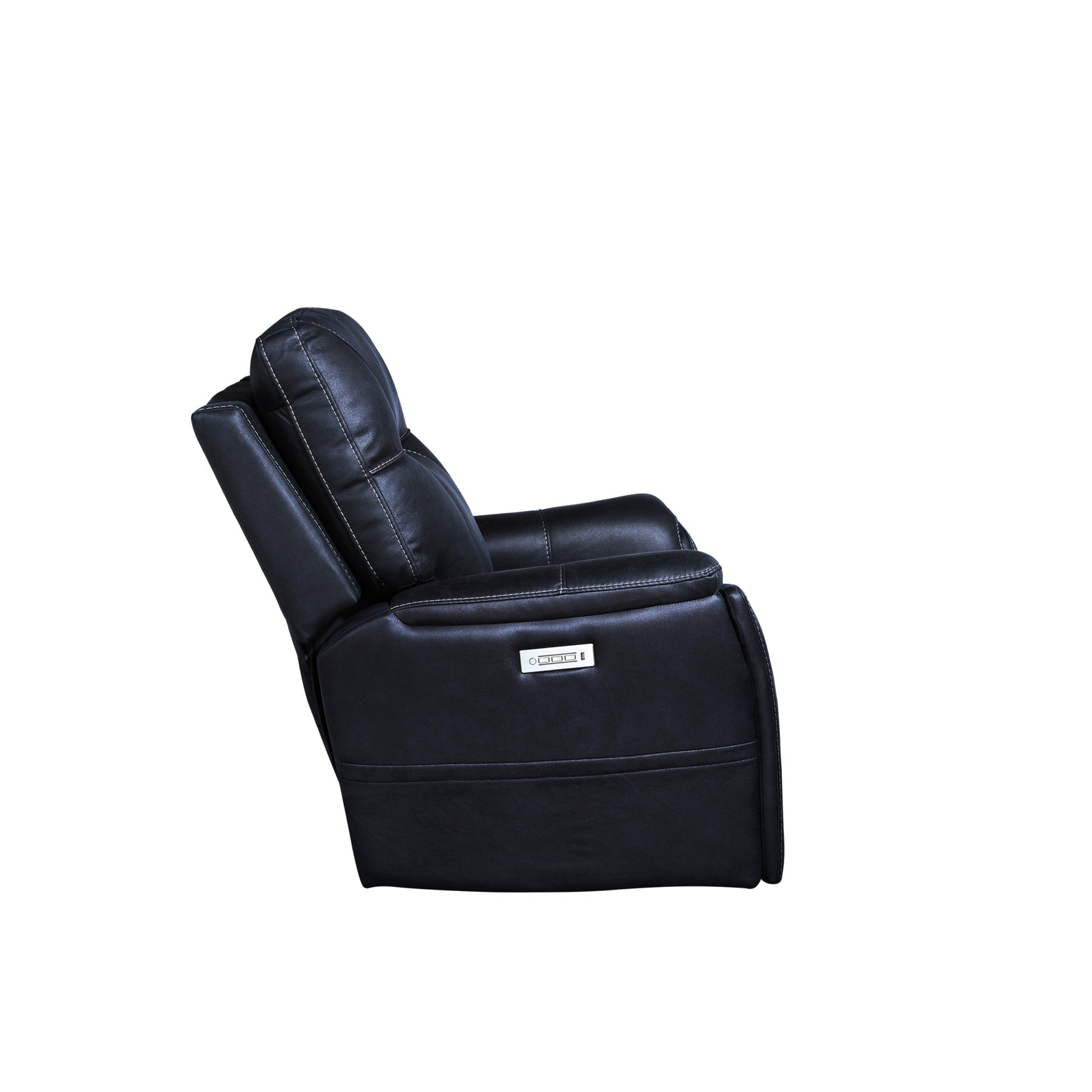 Triple Power Recliner With Lighted Cupholders Ocean Bluetransitional Design Dark Blue Foam Fabric