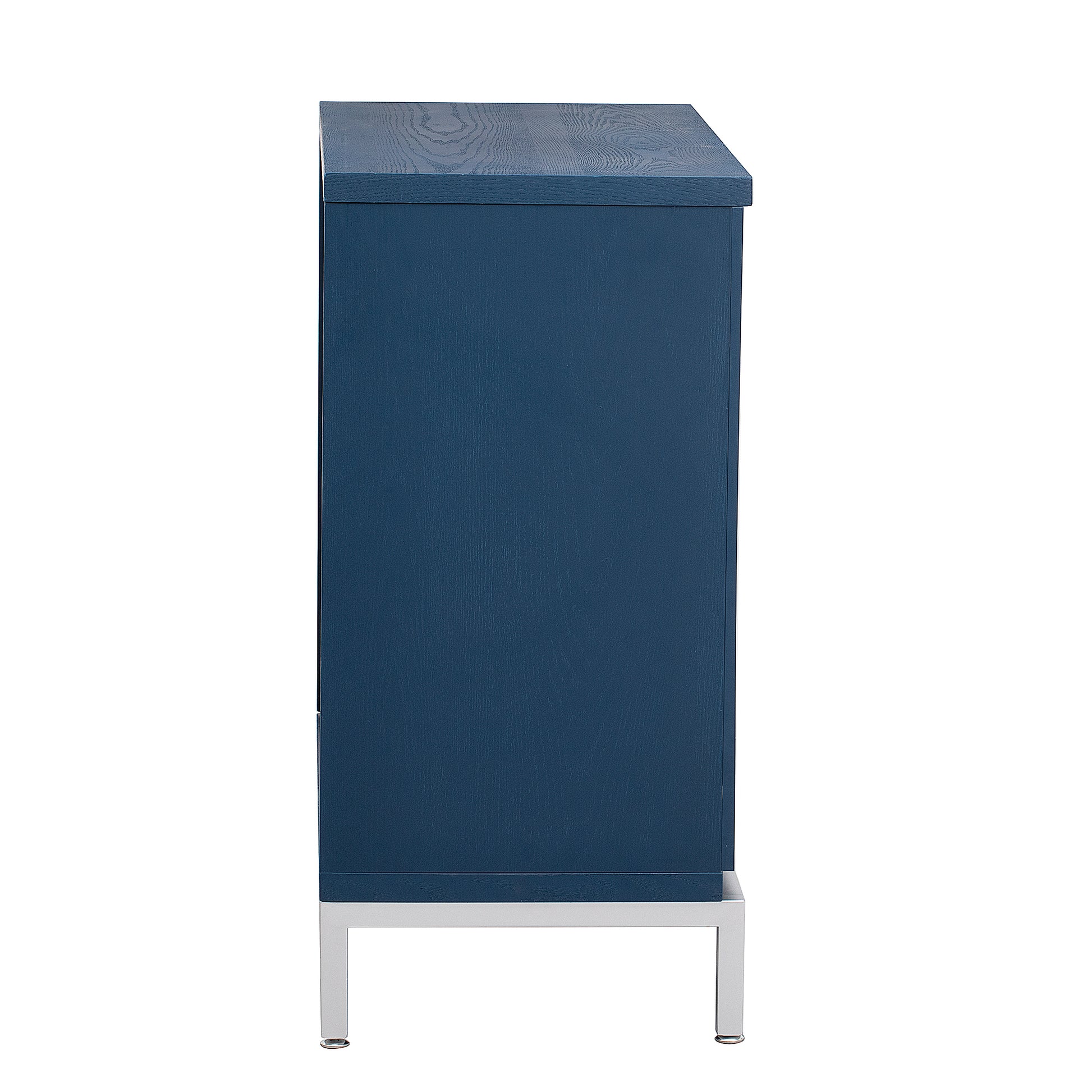 Simple Storage Cabinet Accent Cabinet With Solid Wood Veneer And Metal Leg Frame For Living Room, Entryway, Dining Room Navy Navy Mdf