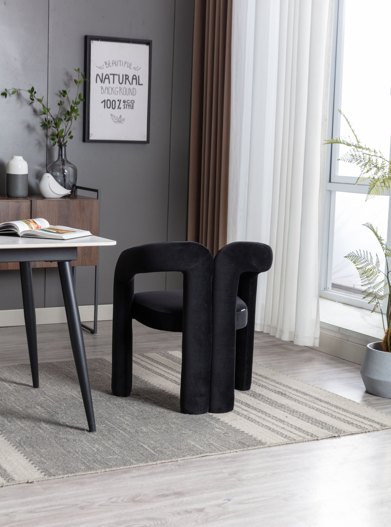 COOLMORE Contemporary Designed Fabric Upholstered black-velvet