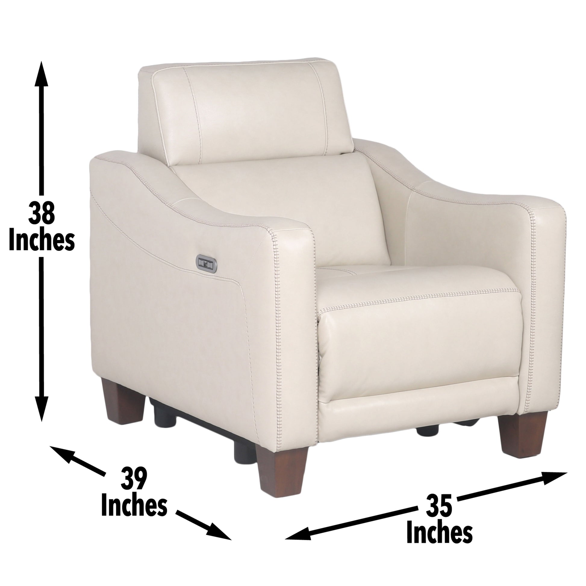 Dual Power Recliner: Transitional Design, Top Grain Leather, Wall Saver Mechanism, Comfort In Ivory Ivory Foam Leather