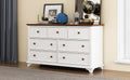 Wooden Captain Seven Drawer Dresser For Bedroom, Living Room, Kids' Room, White Walnut White Walnut Wood