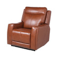 Contemporary Leather Recliner Top Grain Seating, Power Headrest, Power Footrest, Usb Charging Brown Foam Leather