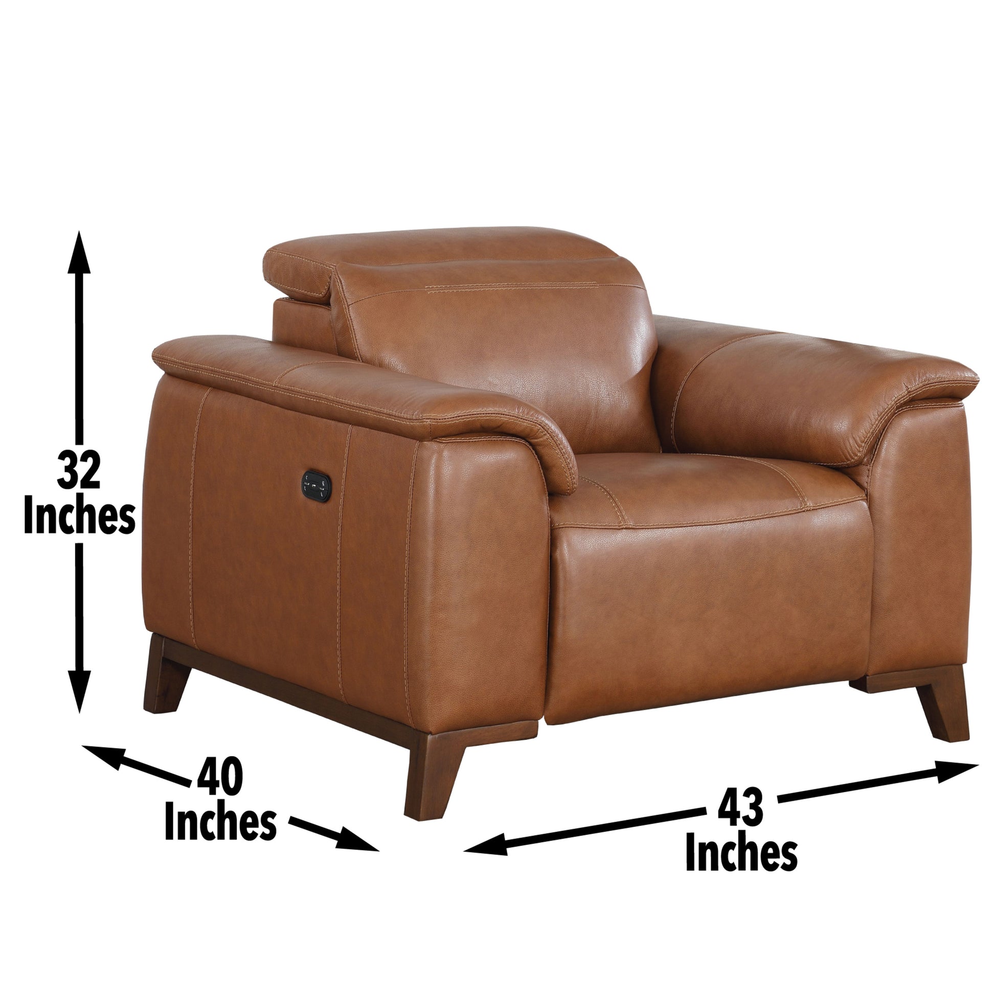 Beefy Dual Power Leather Recliner High Leg Look, Articulating Headrest, Power Footrest Coach Colored, Luxurious Comfort Brown Foam Leather