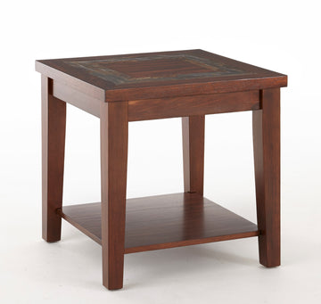 Davenport Slate End Table Brown Solid Wood Mdf